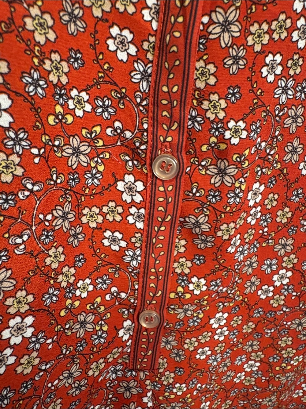 Max Studio Rust-Red Floral Button Front Blouse - Picture 8 of 12
